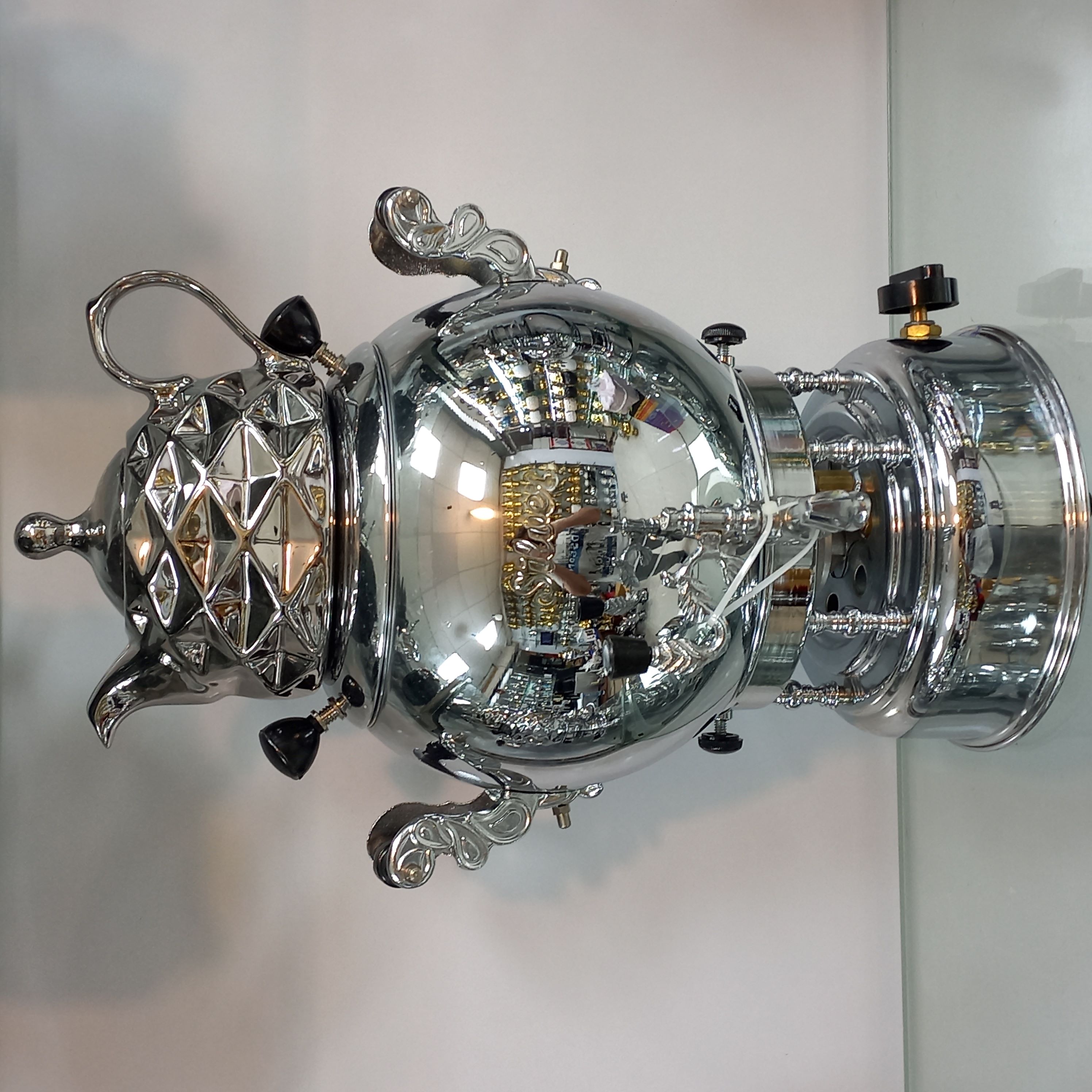 سماور گازی سیلور مدل توپی کروم ترموکوپل دار 6 لیتری