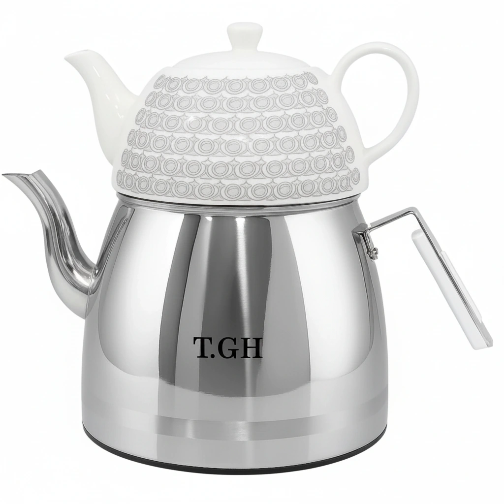 کتری قوری لوله دار قیطاسی مدل 30400 کف چدن