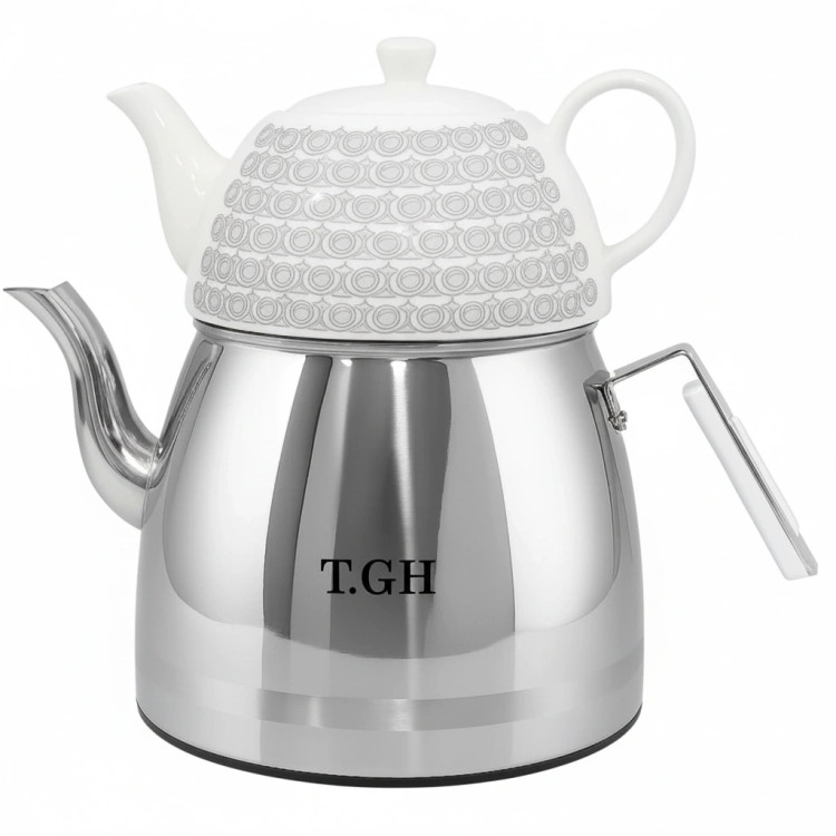 کتری قوری لوله دار قیطاسی مدل 30400 کف چدن