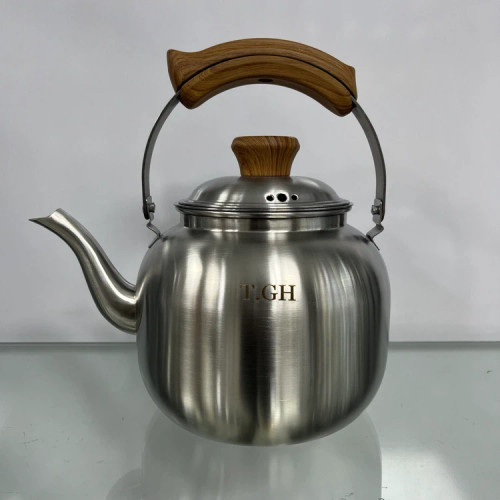 کتری لوله دار قیطاسی 3.5 لیتر مدل 40010 دسته چوب کف چدن