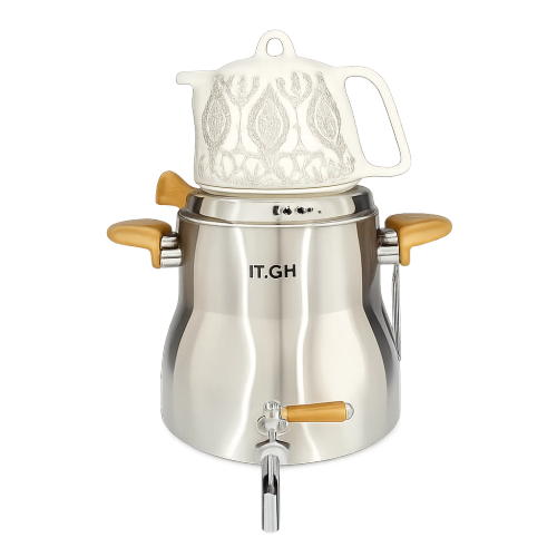 کتری قوری قیطاسی 5.5 لیتری مدل 6955 کف چدن دسته چوب