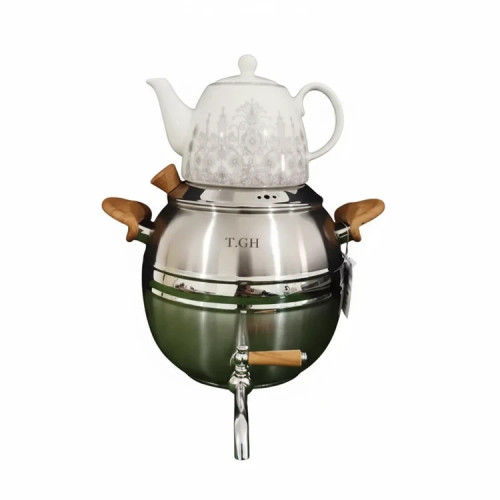 کتری قوری قیطاسی 7 لیتری مدل 7095 کف چدن دسته چوب