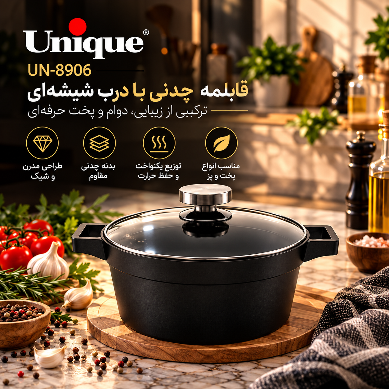 قابلمه 24 کف گرانیت دیاموند یونیک مدل 8906